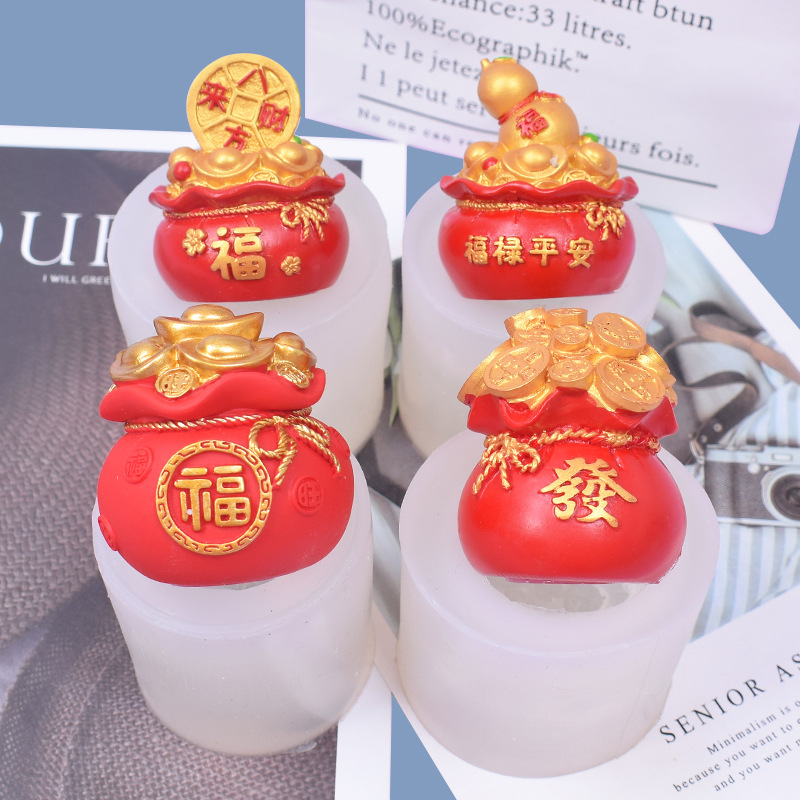Lucky Bag money bag safe fortune tree silicone mold diy3D three-dimensional handmade fondant cake decoration tool baking