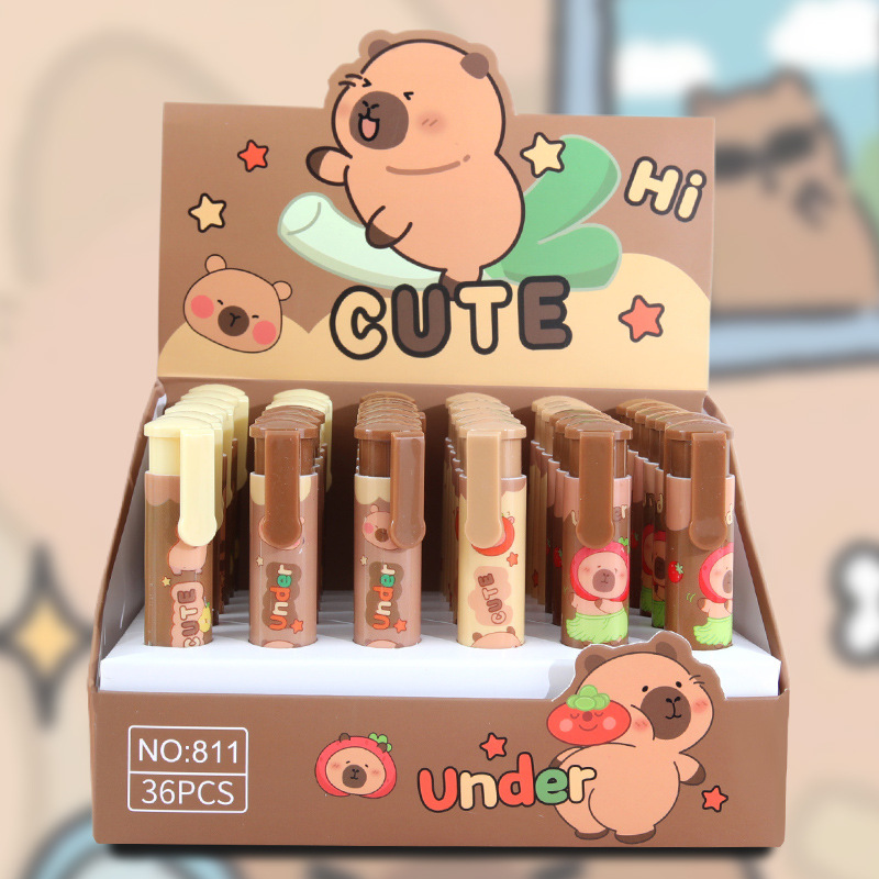 CyiMu-811 Kapibala presiona el borrador, los niños de la escuela primaria aprenden papelería limpia y sin dejar marcas