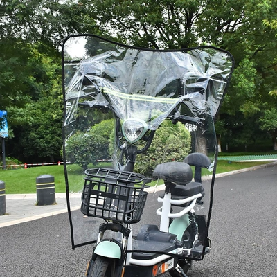 Electric Motorcycle Windshield Transparent Motorcycle front windshield - basket-style-fixed-with-hidden-buckles-u-black-extended-hem
