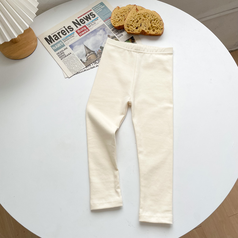 2023 Otoño e Invierno niñas SLIM-Fit color sólido polainas ropa exterior lana pull-up casual algodón bebé bottoming Pantalones