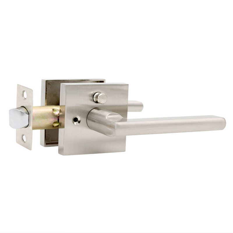 Venta al por mayor de aleación de zinc cuadrado de tres polos cerradura americana de un solo clic cerradura inversa cerradura de la puerta del baño arena níquel negro mate cerradura de la puerta de tres polos