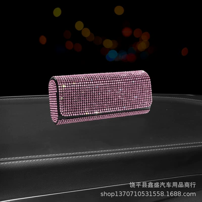 Car Glasses Case, Sun Visor – Car Glasses Clip/Bill Clip - pink-diamond