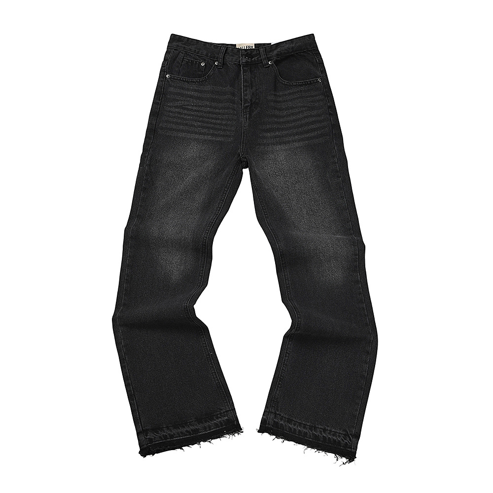 gall Foreign Trade Cross-border Wholesale American High Street Straight Raw Edge Jeans For Men, Trendy Loose-fitting_mkmklike.com