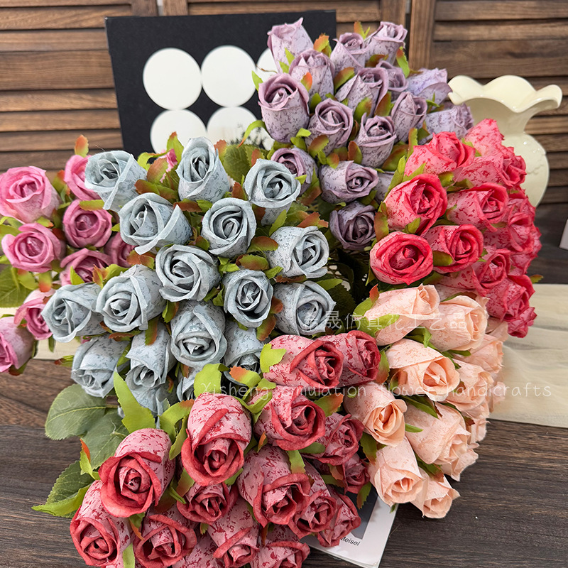 仿真花18头维多利亚玫瑰花束家居客厅装饰假花婚礼礼堂布置仿真花