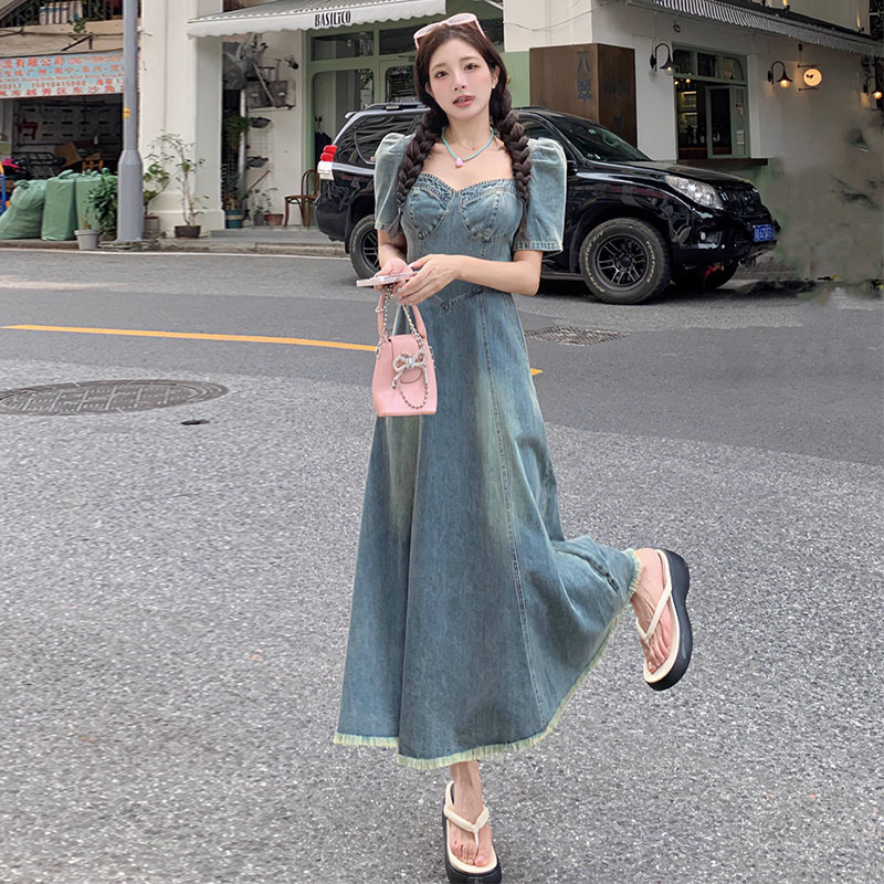 Blue summer denim dress