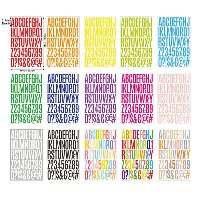 Цветные наклейки с буквами и цифрами для самостоятельного оформления, для бутылок с водой, подарков, ежедневников, блокнотов, телефонов и журналов.