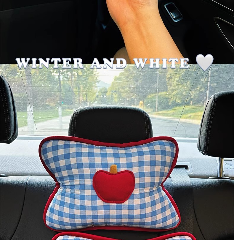 Cute car seat headrest car neck pillow comfortable blue apple series car pillow car pillow a pair of pillows