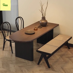 French-Style Light Luxury Mid-Century Solid Wood Dining Table and Chair Set for Small Households, Semi-Circular Wall-Mounted Island Dining Table with an Antique Style