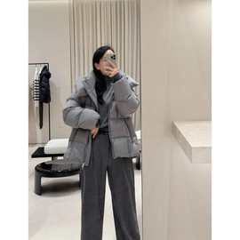 现 2025冬季新款韩国设计师ed低饱和度连帽防风泡芙羽绒服外套