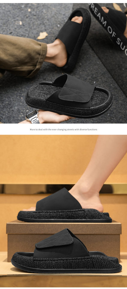 Dép sandal nam cỡ lớn quai dán hở ngón, chống trượt, thoáng khí, đi biển và dạo phố mùa hè — 8018 màu kaki, 8018 màu đen, 8018m màu chi tiết 11