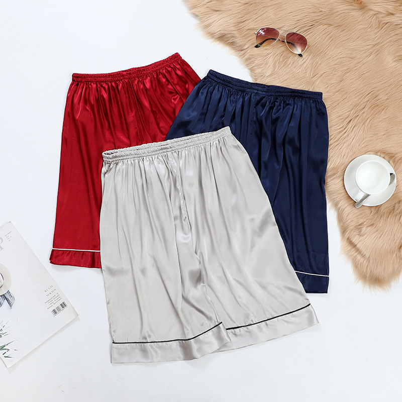 Plus-Size Men's Ice Silk Shorts That Can Be Worn Outside, Thin Summer Style Men's Solid Color Beach Shorts, Home Casual Sleep Pants