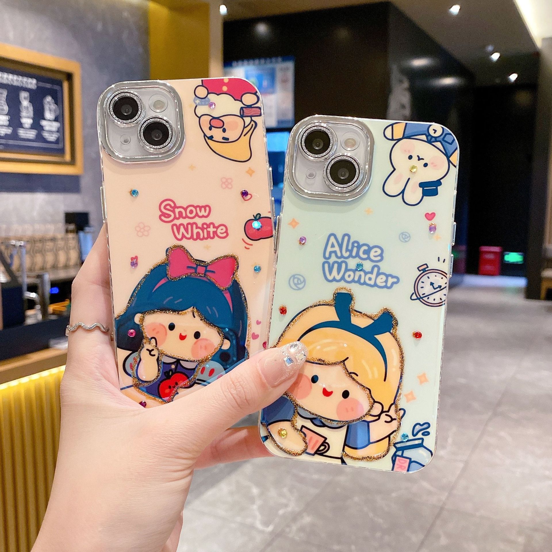 Dibujos Animados luz azul cuento de hadas Princesa para iPhone15 punto diamante 14PROMAX Apple 12 teléfono caso 13 femenino 15PM