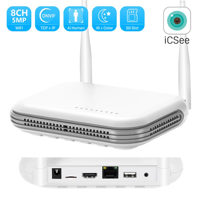 Сетевой Wi-Fi видеорегистратор с жестким диском NVR Full HD 8-канальный 5MP поддерживает камеру Xiongmai, выделенная купольная камера Wi-Fi