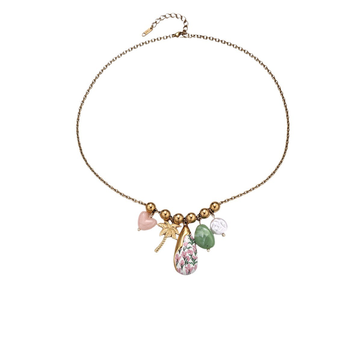 Collar de acero inoxidable de lujo ligero y nicho flor de moda de goteo de aceite de mano collar de colgante de joyas