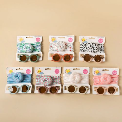Kids' Sunglasses Headband Set: Unisex UV-Protective Glasses with Printed Donut Design, 2-Piece Kit