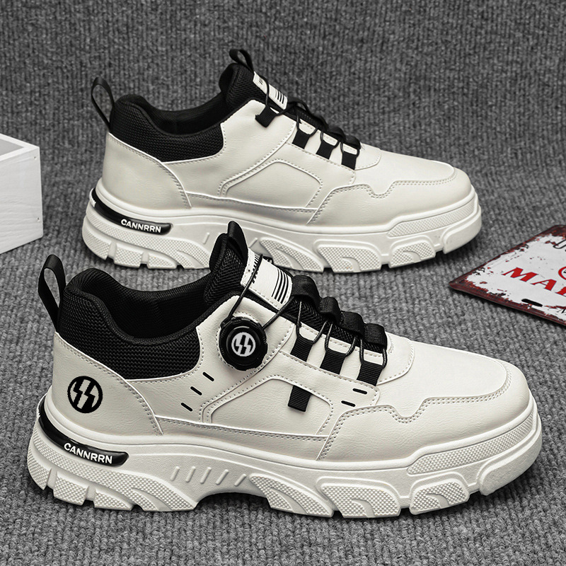 Otoño zapatos de hombre nuevos zapatos de herramienta transpirables de moda masculina botas de Martin, zapatos casuales blancos de suela gruesa