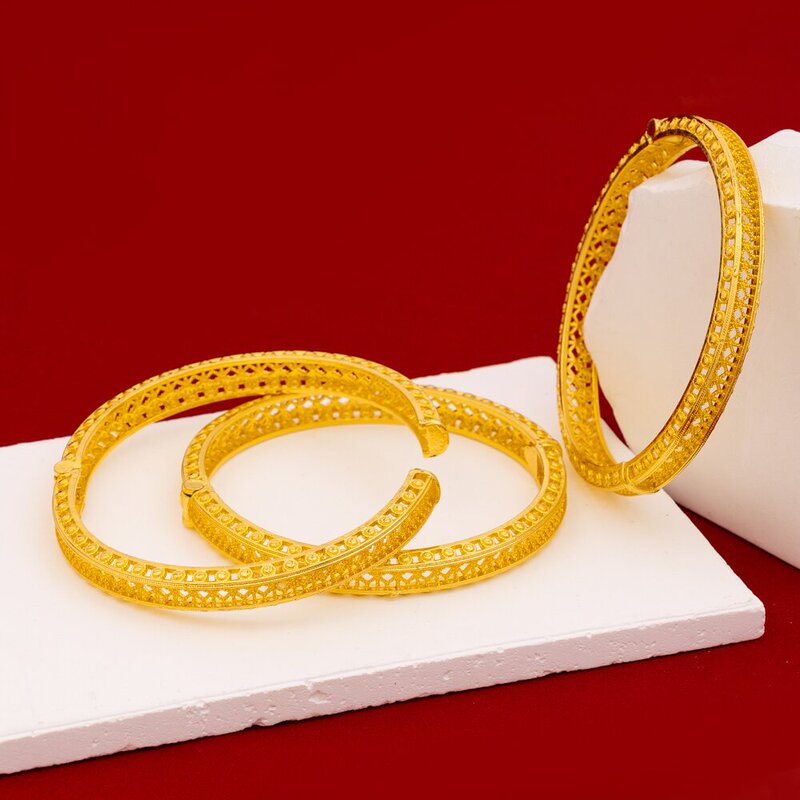 Open Cross-Border Middle Eastern Fashion Simple Glossy Hollow Pattern Design Women's Bracelet Dubai African Bracelet Gift
