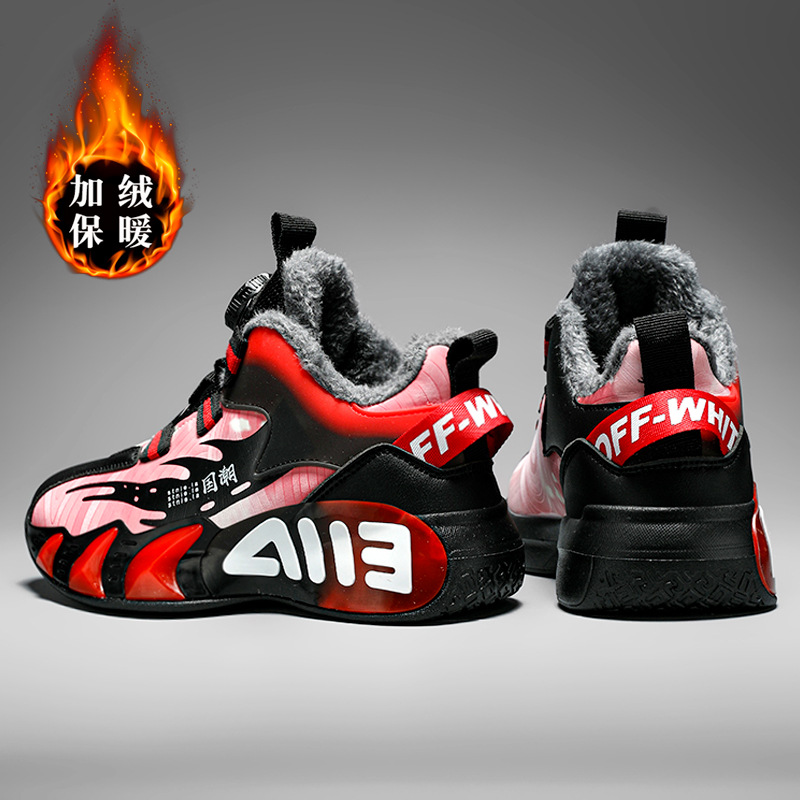 Zapatos infantiles para niños zapatos deportivos de invierno nuevos zapatos de algodón para niños zapatos de baloncesto rojos