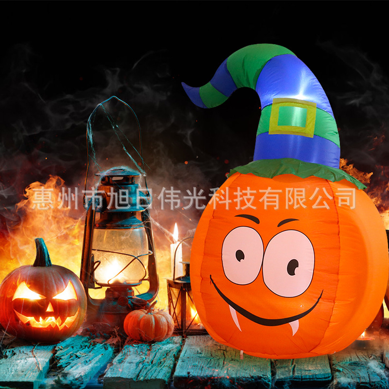 跨境亚马逊4ft戴帽南瓜气模 户外防水万圣节圣诞节鬼节充气气模