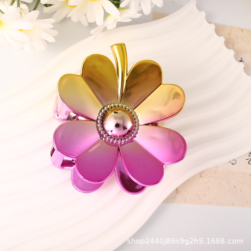 Nuevo color frangipani acrílico pinza para el cabello flor pinza de agarre de alta calidad elegante accesorio para el cabello de mujer pinza de tiburón de agarre lateral