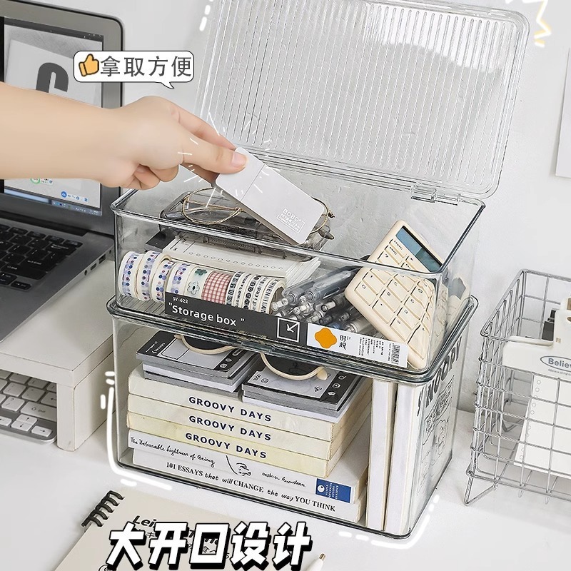 桌面透明亚克力手机壳收纳盒宿舍床上床头小型整理筐化妆品置物架|undefined