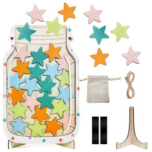 Cross-Border New Wooden Star Reward Jar Points Reward Star Jar Crafts Learning Self-Discipline Sign-In Piggy Bank