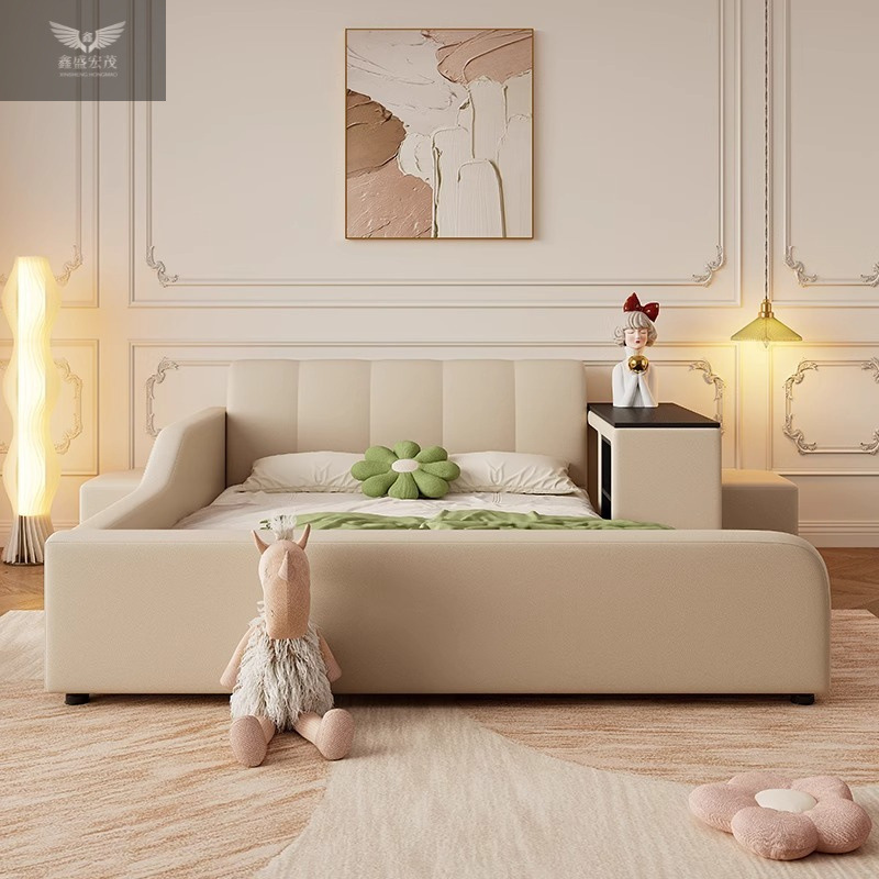 Cama multifuncional de tatami para niños, dormitorio, almacenamiento integrado, cama grande de cuero de almacenamiento para adultos para niños y niñas