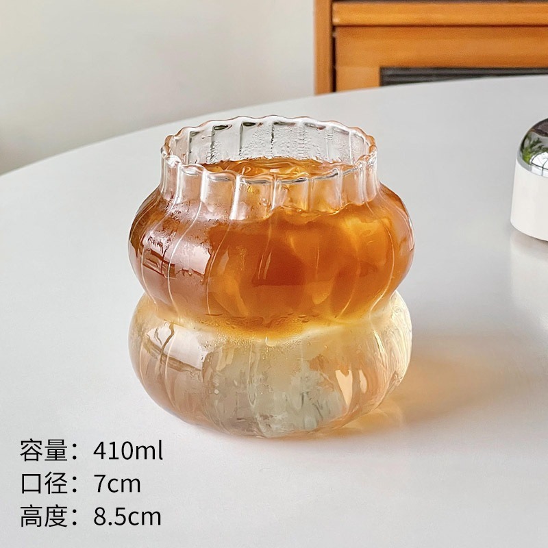 クロスボーダーパッケージクラウドカップインスタイルコーヒーガラスカップスパイラルストライプストローカップ高ホウケイ酸ガラスカップ|undefined