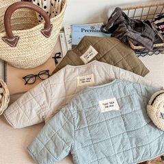 子供用綿服2023冬の子供用綿服男女子供用韓国版キルティングコットン保温vネック綿服コートカーディガン