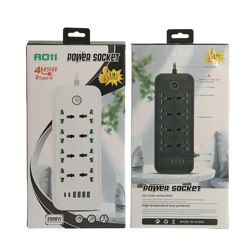 Cross-border 4USB conector con 2PD orificio ocho 24 orificios de cáscara negra con cáscara blanca estándar británico estándar europeo estándar americano oficina en el hogar