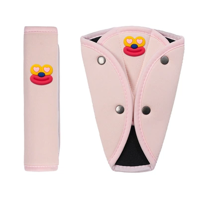 Seat belt shoulder pad | interior accessories - ice-silk-pink-shoulder-pads-red-big-mouth-pair