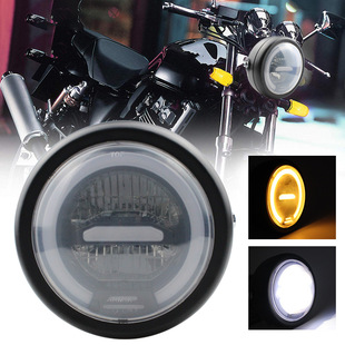 Motorcycle headlight retro modified headlight LED aperture Angel eye headlight Harley front Cold Light headlight