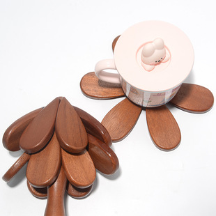Christmas Tree Tree Insulation Mat Wooden Coaster Desktop Wooden Pot Holder Foldable Wooden Tea Cup Base Ornaments