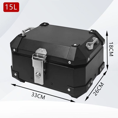Motorcycle trunk | ultra-thick 15L aluminum alloy - 15l-flat-black-luxury-lining
