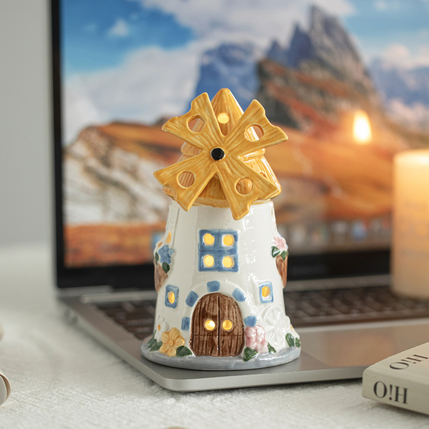 Dream Windmill House Night Light Regalo de estudiantes para amigos regalos de cumpleaños adornos de escritorio bolsas de regalo