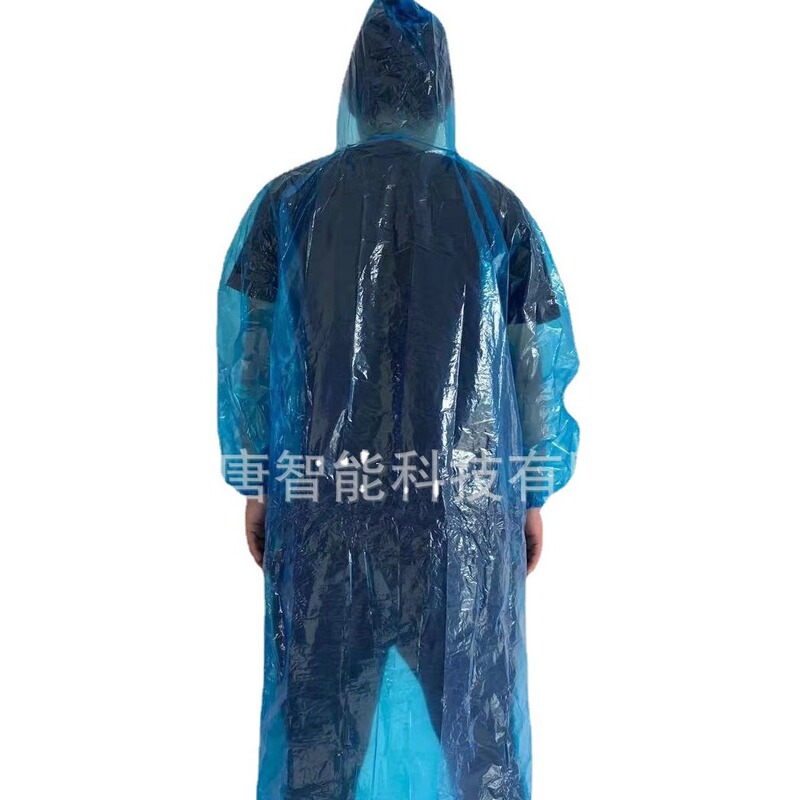Disposable plastic pe pullover raincoat poncho Blue new material elastic band cuff single piece pullover integrated raincoat