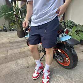 正确版原标M家蒙家25Ss新款泡泡皱饰标休闲短裤宽松版型男女同款