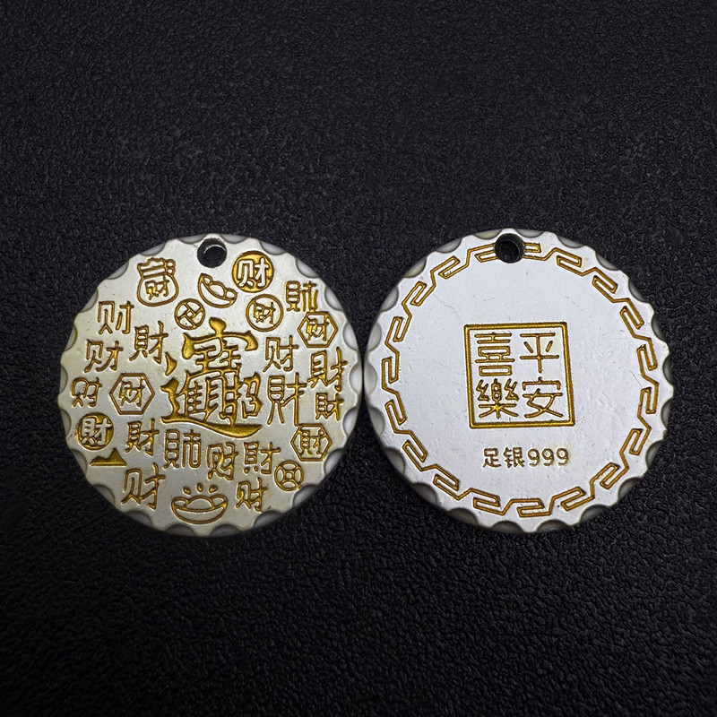 新しい売れ筋の縁起の良い雲ブランドの安全なペンダント、レトロなスタイルの古代の金塗装百福ラウンドペンダント|undefined