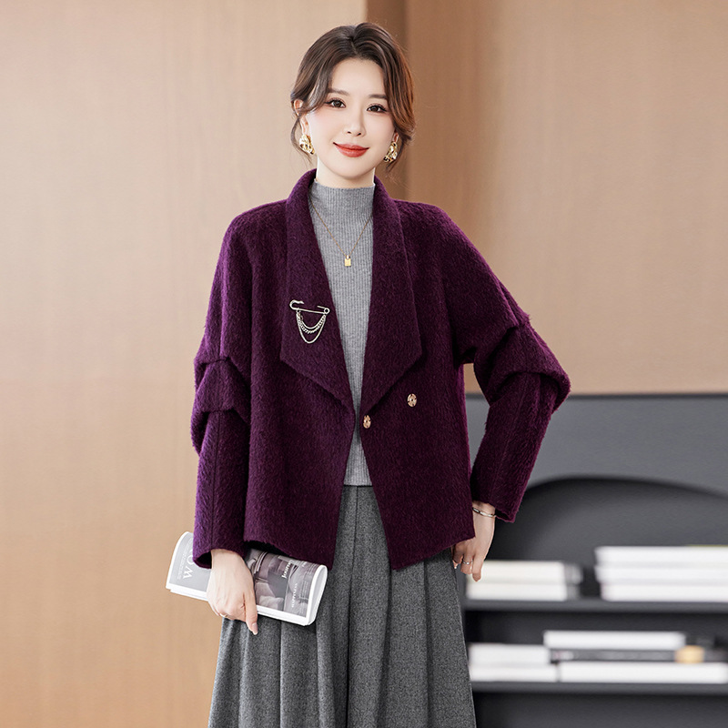 高货纯手工双面呢外套休闲羊毛大衣女2025秋冬高定羊毛呢子外套