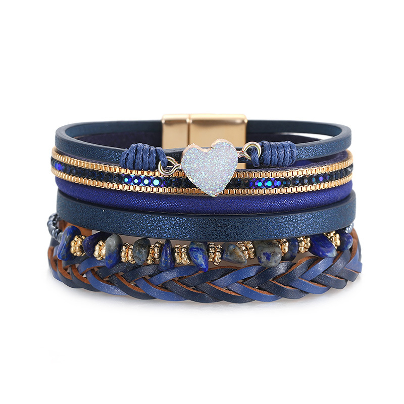 Ethnic Style Heart Shape Pu Leather Braid Womenu0027S Bracelets