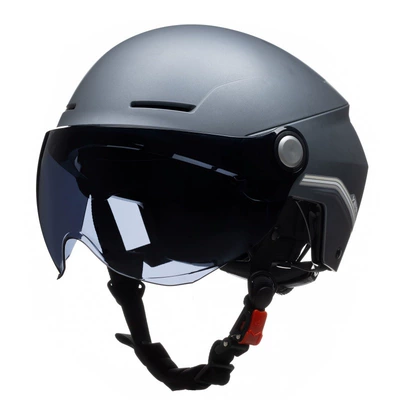 Motosiklet kaskı (dəbilqə) helmet electric car women's summer - piachin-gray-with-short-black-tea