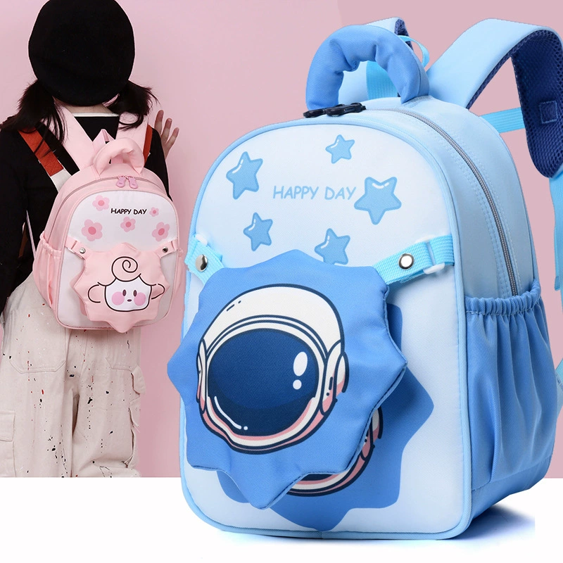 Cartoon school bag, card holder, removable set for men and women for early age, cute backpack, spine protection, for teenagers