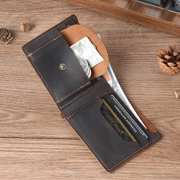 European and American Cross-Border Genuine Cowhide Men's Card Holder Simple Bank Card Storage Clip New Membership Card Holder Creative Wallet