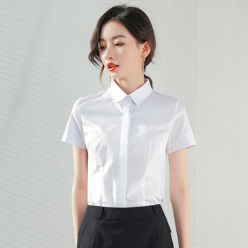 夏季短袖衬衫女高级感面试公务员时尚洋气职业气质正装白衬衣