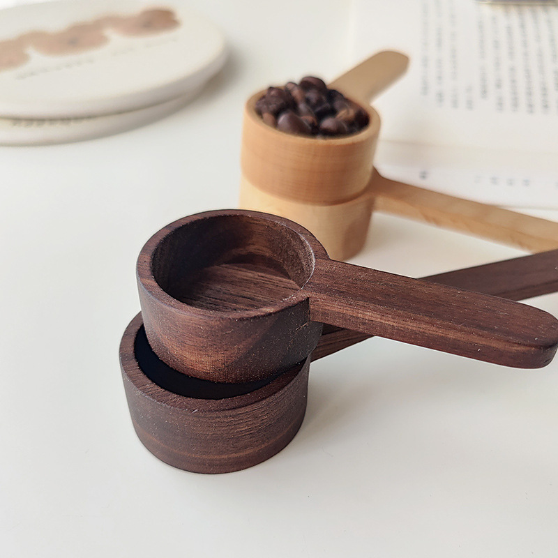Cuchara de café de madera cuchara de granos de café cuchara de nuez negra cuchara de leche en polvo cuchara de medición