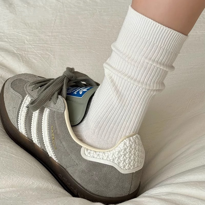 White Women's Mid-Calf Socks, Spring and Summer Thin Pure Cotton Slouch Socks, 2025 New Popular Style, Suitable for Dress Shoes, Long Socks