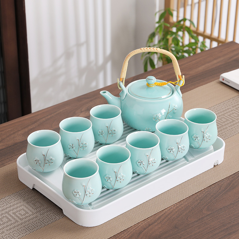 5YA1 Wholesale light luxury gold-painted teapot tea set set ceramic household white porcelain teapot teacup complete gift set