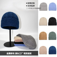 金属感针织帽秋冬新款护耳加厚毛线男女帽子外贸包头冷帽跨境现货