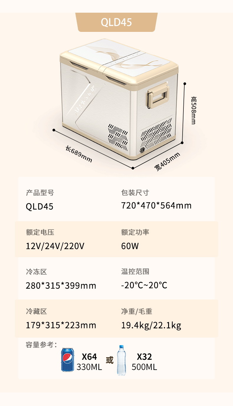 Ice Tiger Compressor Car Refrigerator Car Home Dual-use Refrigeration 12v24v Portable QLD35 Dormitory Small Refrigerator