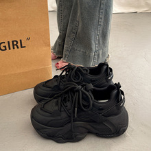 欧洲站厚底老爹鞋女春秋季炸街显脚小2024新款爆款增高休闲运动鞋
